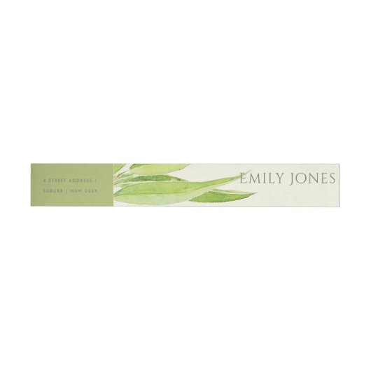 EUCALYPTUS VERLAAGT WATERVERF FOLIAGE MONOGRAM ADRESLABEL WIKKEL (Individueel)
