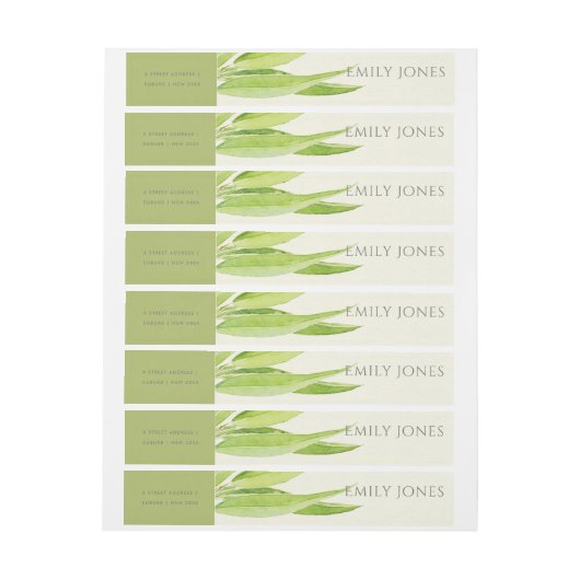 EUCALYPTUS VERLAAGT WATERVERF FOLIAGE MONOGRAM ADRESLABEL WIKKEL (Vel)