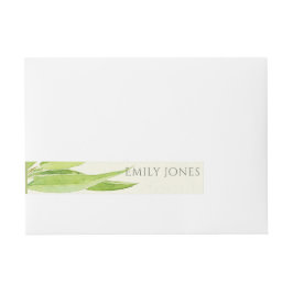 EUCALYPTUS VERLAAGT WATERVERF FOLIAGE MONOGRAM ADRESLABEL WIKKEL