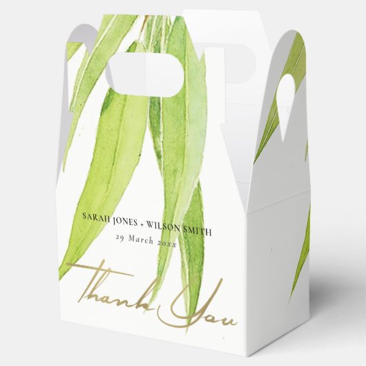 EUCALYPTUS VERLAAGT WATERVERF FOLIAGE MONOGRAM BEDANKDOOSJES (Geopend)