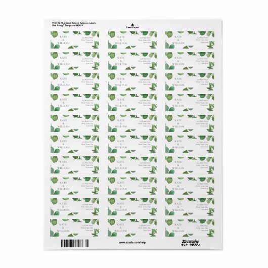 Eucalyptus verlaat adreslabel etiket (Full Sheet)