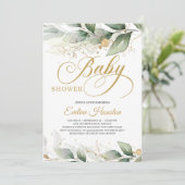 Eucalyptus verlaat baby shower kaart (Staand voorkant)