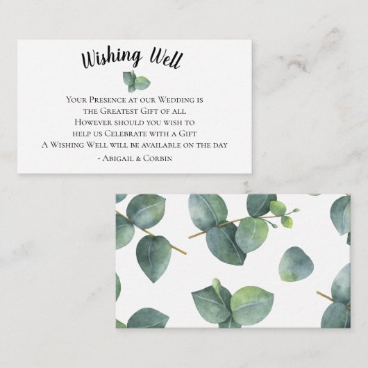 Eucalyptus verlaat bruiloft en wenst het goed informatiekaartje (Voorkant / Achterkant)