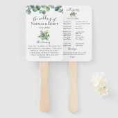 Eucalyptus verlaat bruiloft programma handwaaier (Voorkant en achterkant)