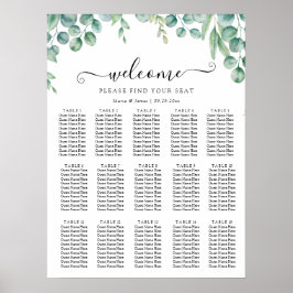 Eucalyptus verlaat bruiloft zitplaatsen grafiek poster