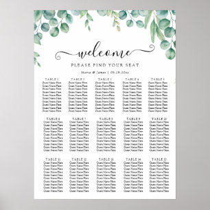Eucalyptus verlaat bruiloft zitplaatsen grafiek poster