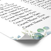 Eucalyptus verlaat bruiloft zitplaatsen kaart Post Poster (Hoek)