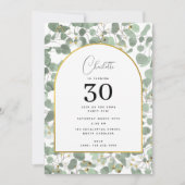 Eucalyptus verlaat elegant gouden verjaardagsfeest kaart (Voorkant)