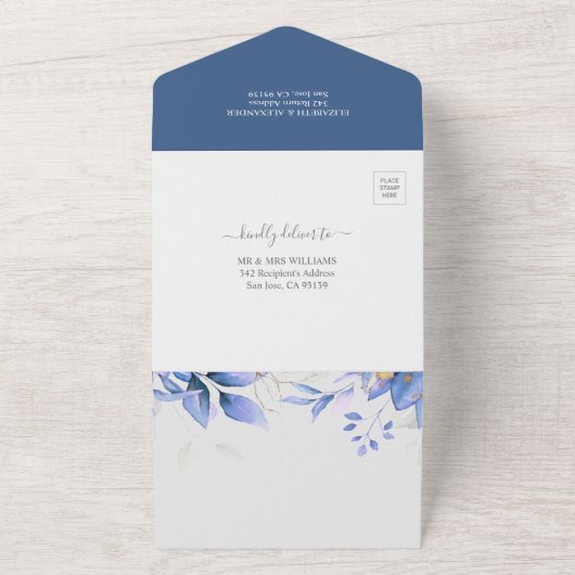 Eucalyptus verlaat elegante foto QR code bruiloft All In One Uitnodiging (Buitenkant)