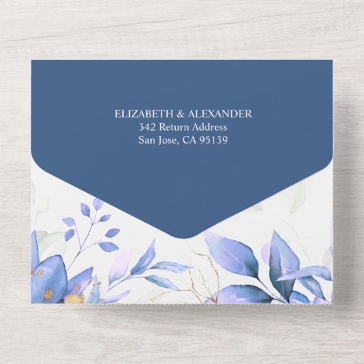 Eucalyptus verlaat elegante foto QR code bruiloft All In One Uitnodiging (Achterkant)