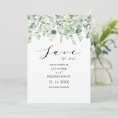 Eucalyptus verlaat foto's Weduwschap sparen de Dat Save The Date (Staand voorkant)