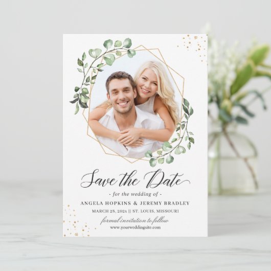 Eucalyptus verlaat Geometrische foto Opslaan Datum Kaart (Staand voorkant)