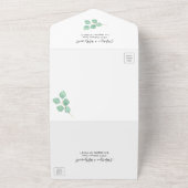 Eucalyptus verlaat Geometrische Waterverf bruiloft All In One Uitnodiging (Buitenkant)