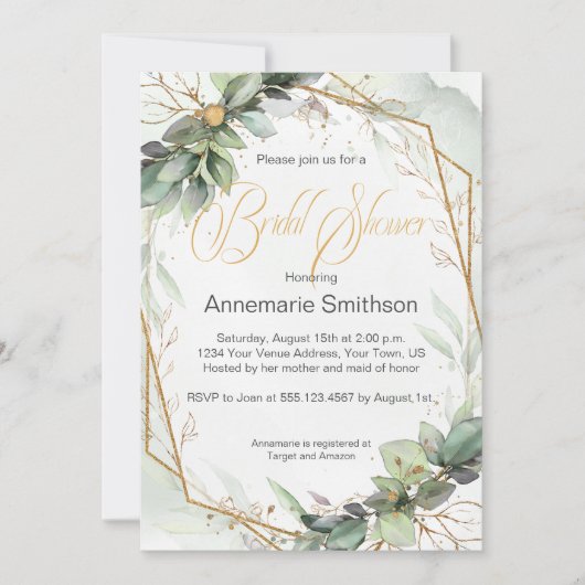 Eucalyptus verlaat Golden Greenery-Vrijgezellenfee Kaart (Voorkant)