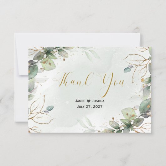 Eucalyptus verlaat Greenery Wedding Bedankkaart (Voorkant)