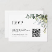 Eucalyptus verlaat groen rustieke bruiloft QR-code RSVP Kaartje (Voorkant / Achterkant)