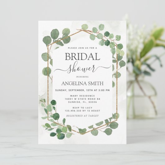 Eucalyptus verlaat Lijst bruids doucheuitnodiging Kaart (Staand voorkant)