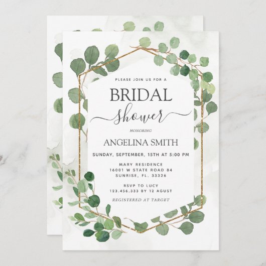 Eucalyptus verlaat Lijst bruids doucheuitnodiging Kaart (Voorkant / Achterkant)
