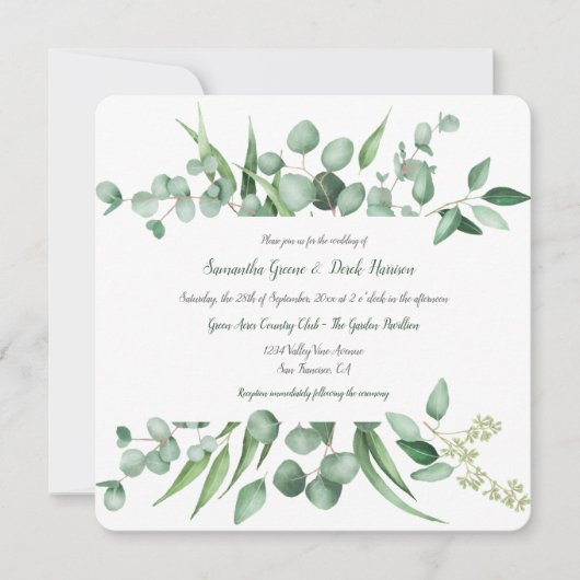Eucalyptus verlaat Lijst Lattice Square Invitation Kaart (Voorkant)