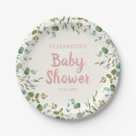 Eucalyptus verlaat meisje Baby shower Papieren Bordje