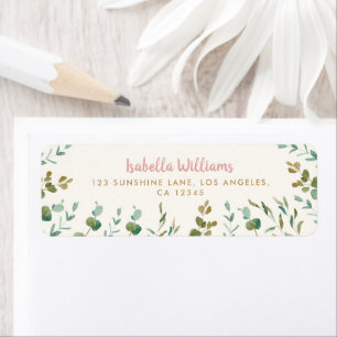 Eucalyptus verlaat meisje Baby shower retouradres Etiket