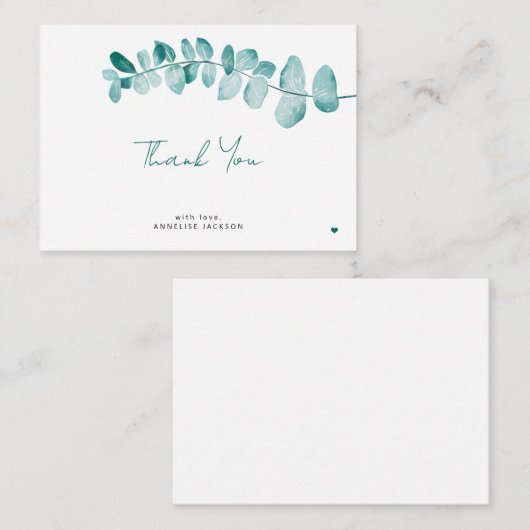 Eucalyptus verlaat modern chic script dank u notitiekaartje (Voorkant / Achterkant)