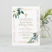 Eucalyptus verlaat Spaans 1-jarige baptisme Kaart (Staand voorkant)