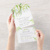 Eucalyptus verlaat waterverf-art-repetitief diner all in one uitnodiging (Afscheurbaar)