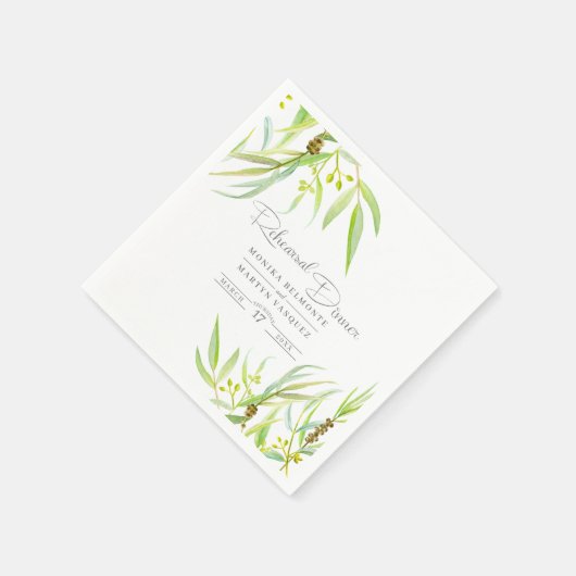 Eucalyptus verlaat waterverf-art-repetitief diner servet (Hoek)