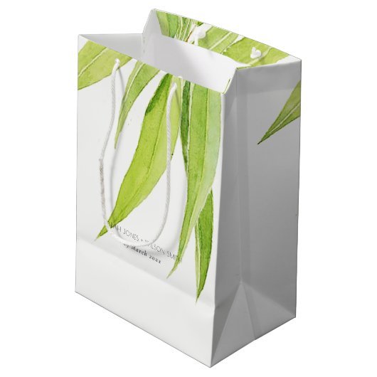 EUCALYPTUS VERLAAT WATERVERF FOLIAGE WEDDING MEDIUM CADEAUZAKJE (Achterkant Gekanteld)