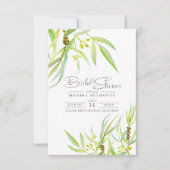 Eucalyptus verlaat waterverf groen vrijgezellenfee RSVP kaartje (Voorkant)