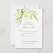 Eucalyptus verlaat waterverf groen vrijgezellenfee RSVP kaartje (Achterkant)