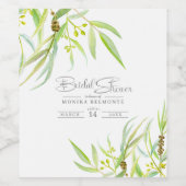 Eucalyptus verlaat waterverf groen vrijgezellenfee wijn etiket (Enkel label)