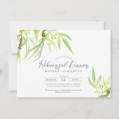 Eucalyptus verlaat waterverf repetitief diner kaart (Voorkant)