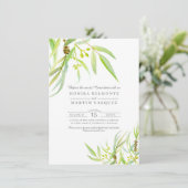 Eucalyptus verlaat waterverf repetitief diner kaart (Staand voorkant)