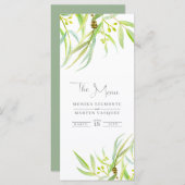 Eucalyptus verlaat waterverf trouwmenu menu (Voorkant / Achterkant)