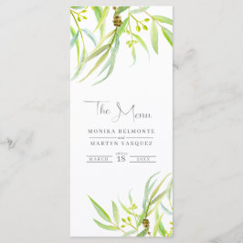 Eucalyptus verlaat waterverf trouwmenu menu