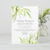 Eucalyptus verlaat waterverf uitgesteld huwelijk kaart (Staand voorkant)