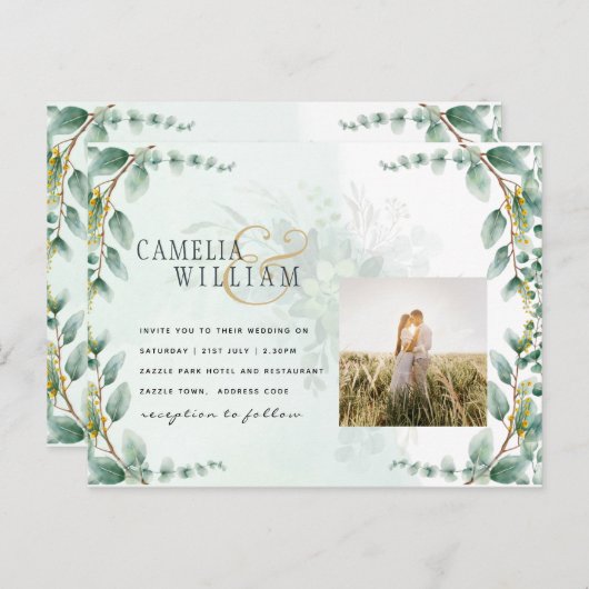 Eucalyptus verliest GOLD WEDDING QR CODE BUREAU Briefkaart (Voorkant / Achterkant)