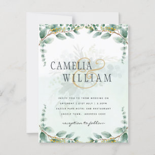 Eucalyptus verliest GOLD WEDDING QR CODE BUREAU Briefkaart