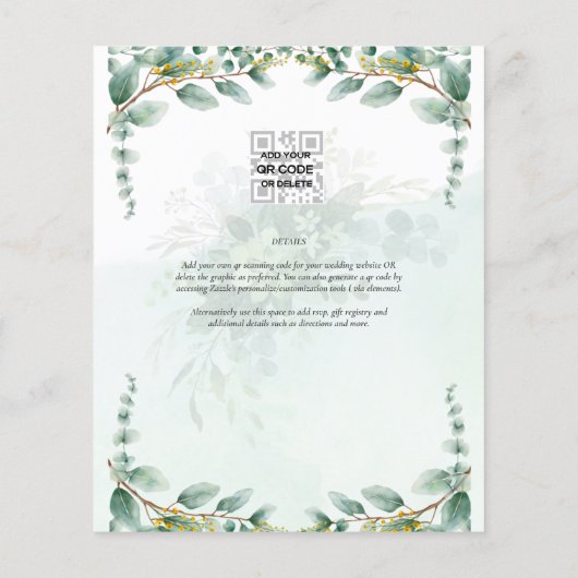 Eucalyptus verliest GOLD WEDDING QR CODE BUREAU Flyer (Achterkant)