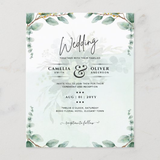 Eucalyptus verliest GOLD WEDDING QR CODE BUREAU Flyer (Voorkant)