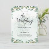 Eucalyptus verliest GOLD WEDDING QR CODE BUREAU Kaart (Staand voorkant)