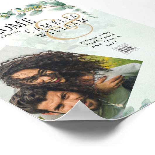 Eucalyptus verliest GOLD WEDDING QR CODE BUREAU Poster (Hoek)