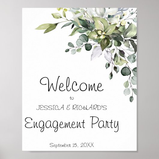 Eucalyptus Verloving Welkomstteken Poster (Voorkant)