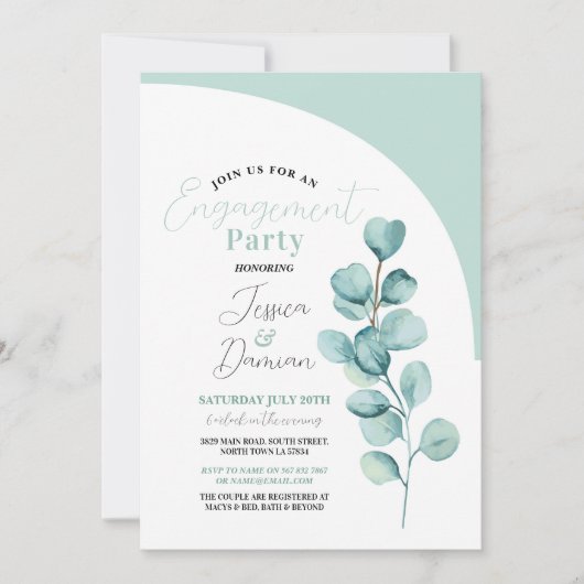 Eucalyptus verlovingsfeest koppels Douchebladeren Kaart (Voorkant)