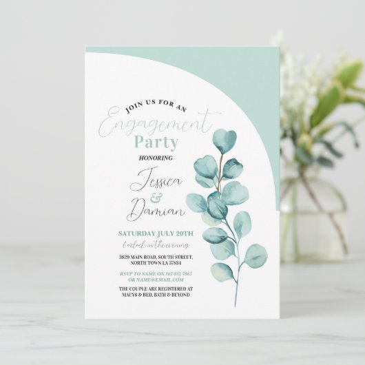 Eucalyptus verlovingsfeest koppels Douchebladeren Kaart (Staand voorkant)