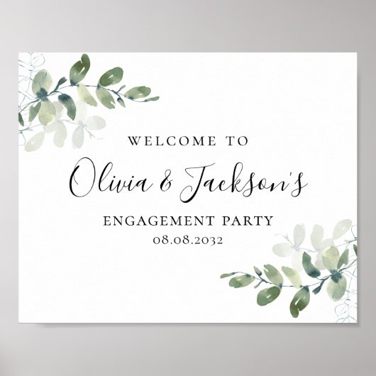 Eucalyptus verlovingsfeest welkomstbord poster (Voorkant)