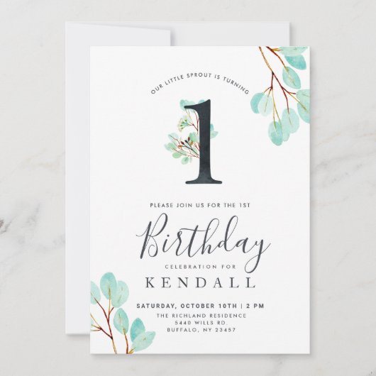 Eucalyptus, vers | Greenery Thapest Birthday Kaart (Voorkant)