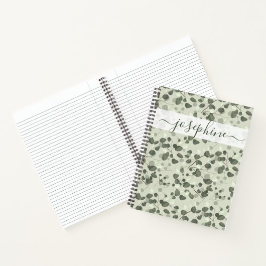Eucalyptus verse green name elegant script notitieboek (Binnen)